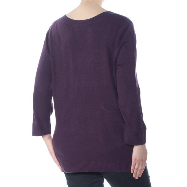Karen Scott Women's V-Neck Solid Sweater Purple Size X-Small