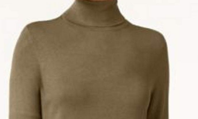 JM Collection Women's Petite Turtleneck Sweater Brown Size Petite Medium