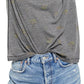 Free People Women's Tee Shirts Camo Arielle Long Sleeve Tee Gray Size Medium