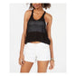 Hooked Up By Iot Juniors' Crochet Knit Tank Top Black Size X-Large