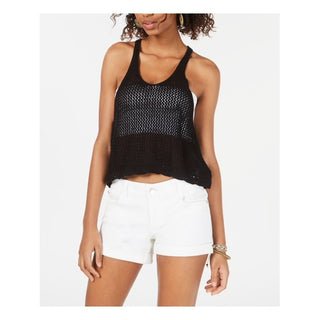 Hooked Up By Iot Juniors' Crochet Knit Tank Top Black Size X-Large
