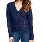 Pink Rose Juniors' Eyelet Cardigan Sweater BlackSize Large