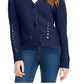 Pink Rose Juniors' Eyelet Cardigan Sweater BlackSize Large