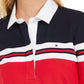 Tommy Hilfiger Women's Long-Sleeve Polo Shirt Red/Blue Size X-Small