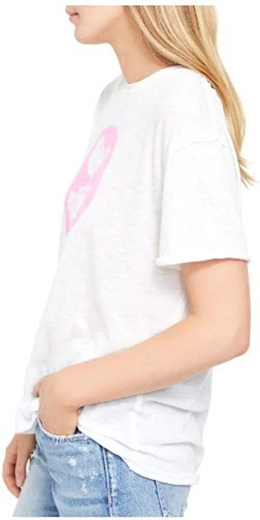 Free People Women's Woodstock Clarity Cotton Blend Tee White Size Large