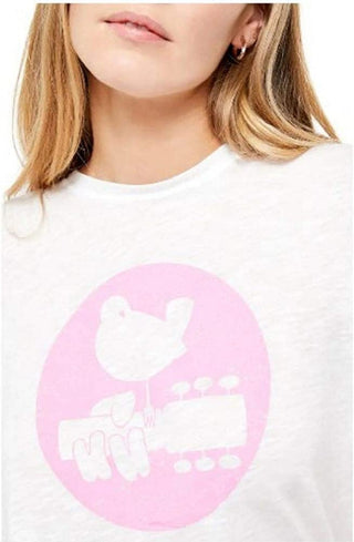 Free People Women's Woodstock Clarity Cotton Blend Tee White Size Large