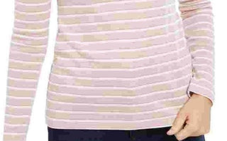 Charter Club Women's Metallic-Stripe Top Pink Size X-Small