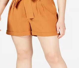 Bar III Women's Crepe Belted Shorts Brown Size 0