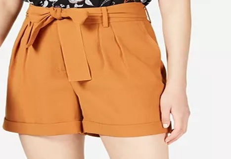 Bar III Women's Crepe Belted Shorts Brown Size 0