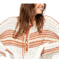Free People Women's Striped Long Sleeve Scoop Neck Tunic Sweater White Size Small