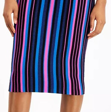 Bar III Women's Metallic Striped Metallic Striped Pencil Skirt Pink Size Large