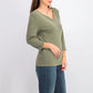 Karen Scott Women's Petite Cotton Henley-Neck Top Green  Olive Size Medium