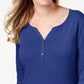 Karen Scott Women's Cotton Henley Top Blue Size Small