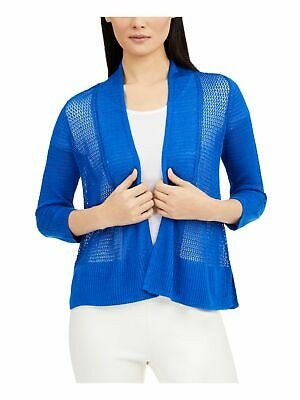 Alfani Women's Blue Lace Knitted Open Cardigan Sweater Blue Size X-Small