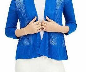 Alfani Women's Blue Lace Knitted Open Cardigan Sweater Blue Size X-Small