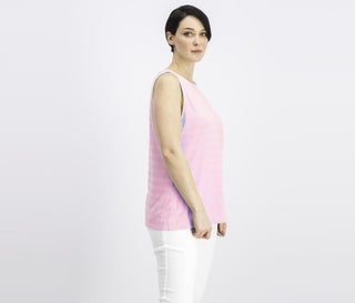 Charter Club Women's Textured Cotton Tank Top Pink Size Large