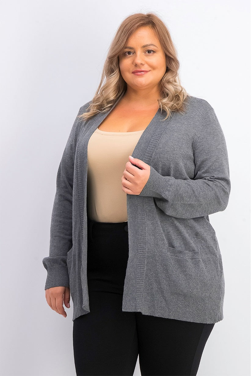 Karen Scott Women's Plus Size Open-Front Cardigan Grey Size 0X