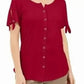 Karen Scott Women's Tie Sleeve Top Red Size Small