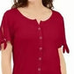 Karen Scott Women's Tie Sleeve Top Red Size Small