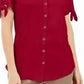 Karen Scott Women's Tie Sleeve Top Red Size Small
