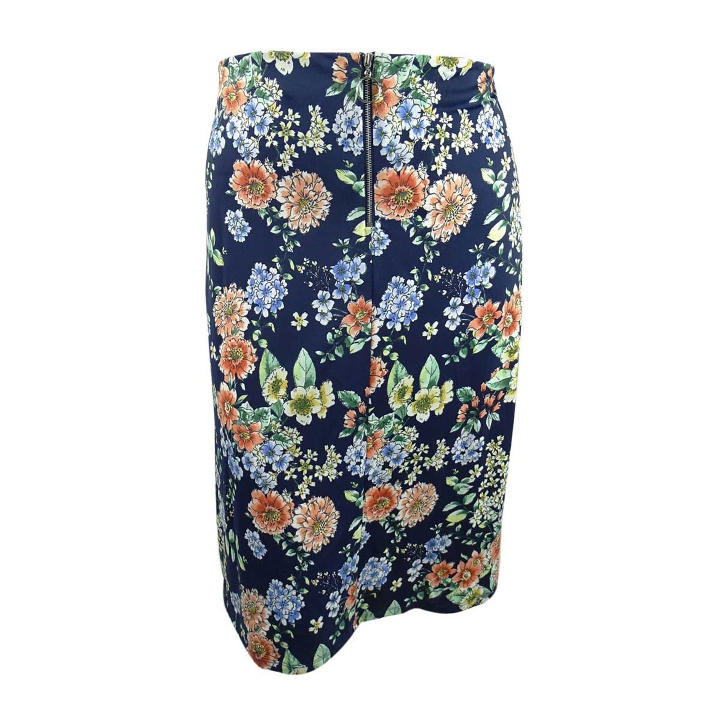 NY Collection Women's Plus Size Printed Zip-Front Skirt Blue Size 2X