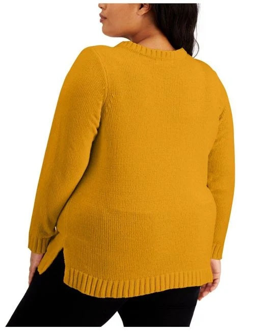 Karen Scott Women's V-Neck Chenille Sweater Golden Size X-Small