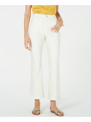 Bar III Women's Marley High-Waist Frayed-Hem Cropped Pants White Size 2