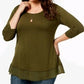 Style & Co Women's Petite Chiffon-Hem Top olive Size PP