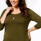 Style & Co Women's Petite Chiffon-Hem Top olive Size PP
