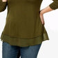 Style & Co Women's Petite Chiffon-Hem Top olive Size PP