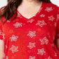 Style & Co Women's Plus Size Cotton Printed T-Shirt Red Size 0X