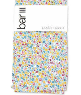 Bar III Men's Stella Cotton Floral Pocket Square Yellow Size Regular