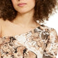 INC International Concepts Women's Snake Print One Shoulder Pullover Top Brown Size Large