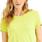 INC International Concepts Women's Side Ruched T-Shirt Yellow Size PL