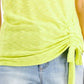 INC International Concepts Women's Side Ruched T-Shirt Yellow Size PL