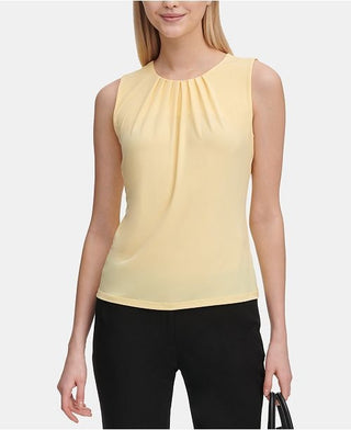 Calvin Klein Women's Plus Pleated Top Yellow Size 3X