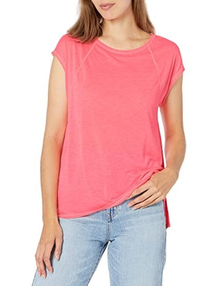 Calvin Klein Women's Performance Cap Sleeve Crisscross Back T-Shirt Pink Size X-Large