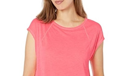 Calvin Klein Women's Performance Cap Sleeve Crisscross Back T-Shirt Pink Size X-Large