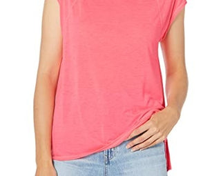 Calvin Klein Women's Performance Cap Sleeve Crisscross Back T-Shirt Pink Size X-Large