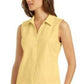 Charter Club Women's Cotton Pique Sleeveless Shirt Yellow Size 12
