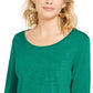 Style & Co Women's Chiffon Hem Top Green Size PM