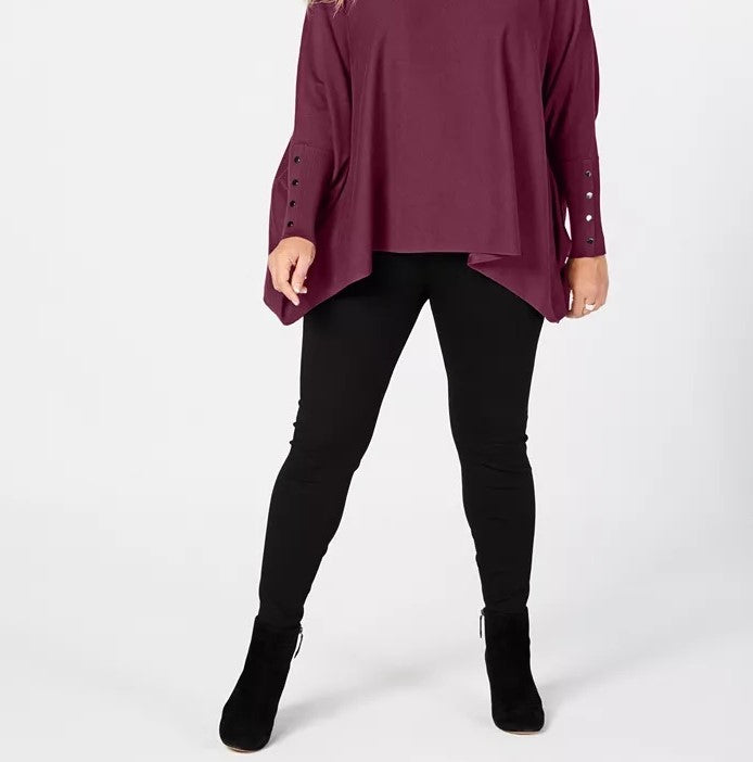 Alfani Women's Plus Turtleneck Poncho Sweater Red Size 0X