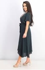 Alfani Women's Handkerchief Hem Wrap Dress Green Size 10