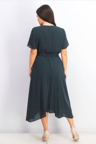 Alfani Women's Handkerchief Hem Wrap Dress Green Size 10