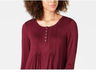 Style & Co Women's Pintuck Top Red Size PP
