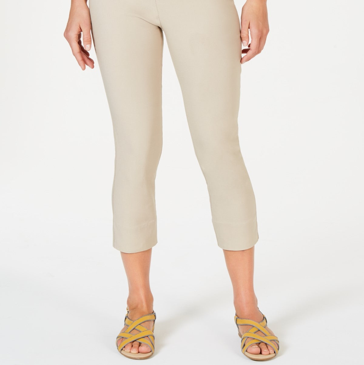 Charter Club Women's Chelsea Pull On Tummy Control Capris Beige Size 14