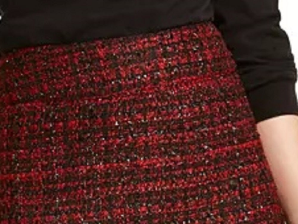 Maison Jules Women's Metallic Tweed Mini Skirt Red Size 2