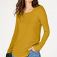 INC International Concepts Women's Textured Long Sleeve Scoop Neck Top -YellowSize Small