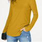 INC International Concepts Women's Textured Long Sleeve Scoop Neck Top -YellowSize Small