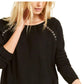 INC International Concepts Women's Peekaboo Grommet Sweater Black- Size XX-Large